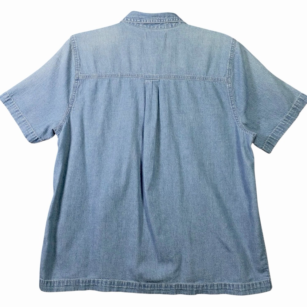 Madewell Light Wash Denim Shirt Womens L Short Sleeve Button Front - Picture 3 of 7